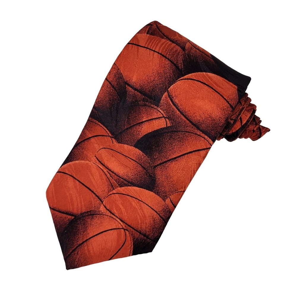 Vintage 90's Ralph Marlin Basketball‎ Necktie Men's Silk Basketball Coach Parent